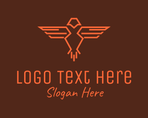 Vulture - Orange Bird Outline logo design