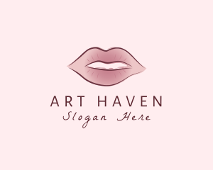 Watercolor Woman Lips logo design