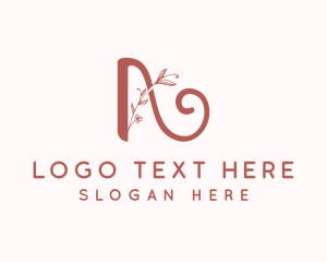 Red - Floral Styling Letter A logo design