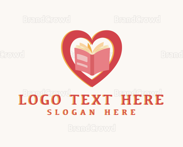 Romantic Book Heart Logo
