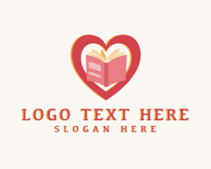 Library - Romantic Book Heart logo design