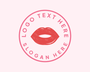 Pink - Red Lips Cosmetics logo design