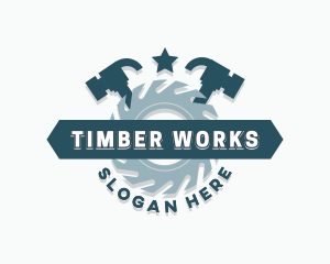 Sawmill - Hammer Sawmill Carpentry logo design