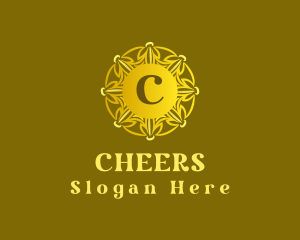 Golden Floral Wreath Logo