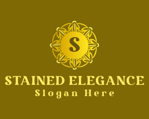 Golden Floral Wreath logo design