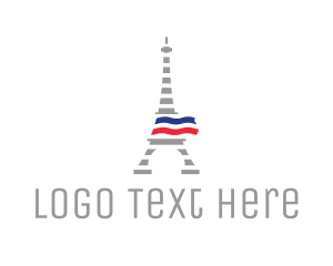 Landmark - Striped Eiffel Tower logo design