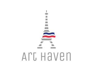 Striped Eiffel Tower logo design