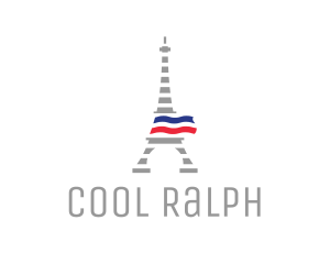 Striped Eiffel Tower logo design