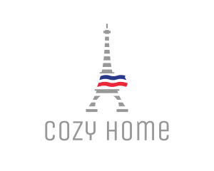 Striped Eiffel Tower logo design