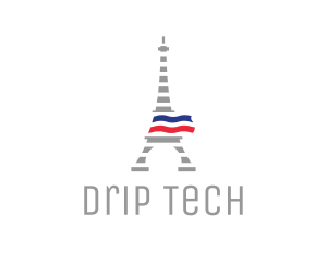 Striped Eiffel Tower logo design