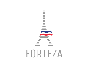 Striped Eiffel Tower logo design