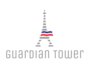 Striped Eiffel Tower logo design