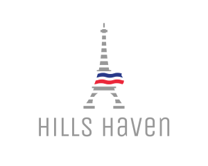 Striped Eiffel Tower logo design