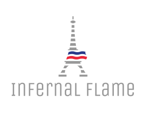 Striped Eiffel Tower logo design