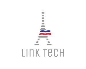 Striped Eiffel Tower logo design