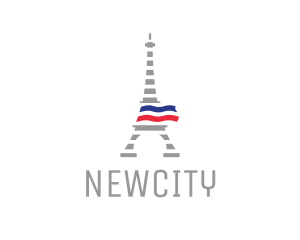 Striped Eiffel Tower logo design