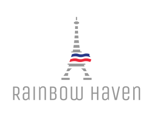 Striped Eiffel Tower logo design