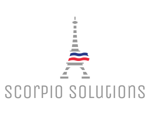 Striped Eiffel Tower logo design