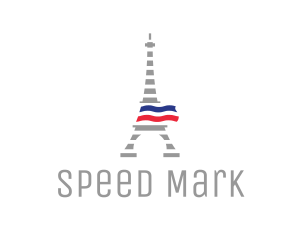 Striped Eiffel Tower logo design