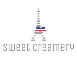 Striped Eiffel Tower logo design