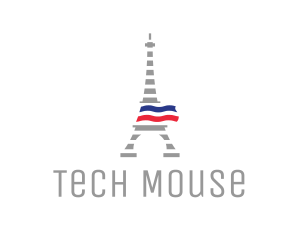 Striped Eiffel Tower logo design