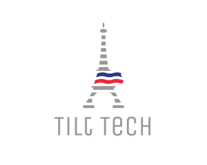 Striped Eiffel Tower logo design