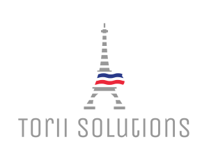 Striped Eiffel Tower logo design