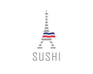 Striped Eiffel Tower logo design