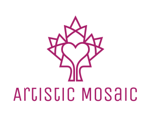 Mosaic - Mosaic Maple Leaf Heart logo design