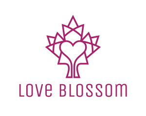 Romance - Mosaic Maple Leaf Heart logo design