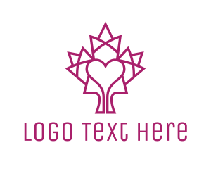 Mosaic Maple Leaf Heart logo design