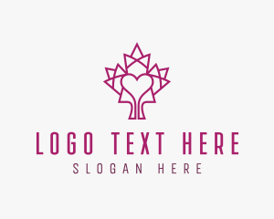 Red Triangle - Mosaic Maple Leaf Heart logo design