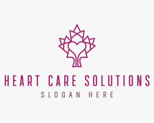 Mosaic Maple Leaf Heart logo design