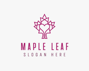 Mosaic Maple Leaf Heart logo design