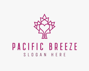 Mosaic Maple Leaf Heart logo design