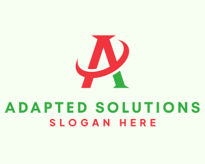 Red Green Orbit Letter A logo design