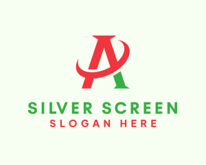 Swoosh - Red Green Orbit Letter A logo design
