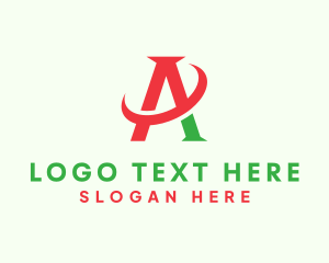 Outer Space - Red Green Orbit Letter A logo design