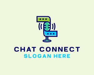 Chat - Microphone Chat Podcast logo design