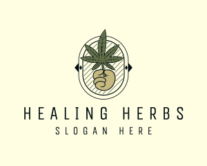 Medicinal - Marijuana Leaf Hand logo design