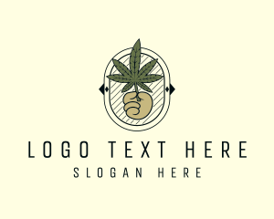 Cannabis Farm - Marijuana Leaf Hand logo design