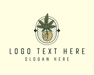 Marijuana Leaf Hand  Logo