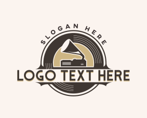 Music - Vinyl Gramophone Music logo design