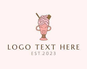 Creamery - Ice Cream Dessert Woman logo design
