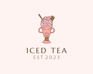 Ice Cream Dessert Woman logo design