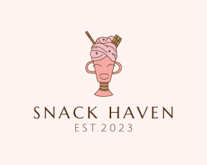 Ice Cream Dessert Woman logo design