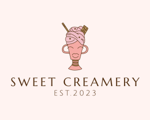 Ice Cream Dessert Woman logo design