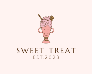 Ice Cream Dessert Woman logo design