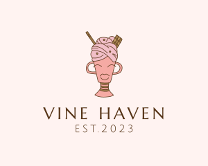 Ice Cream Dessert Woman logo design