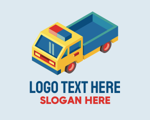 Delivery - 3D Open Bed Truck logo design